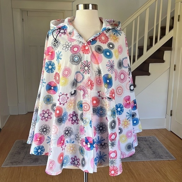 KATE SPADE Saturday Rain Poncho Spirograph Print NWT One Size - Picture 14 of 15